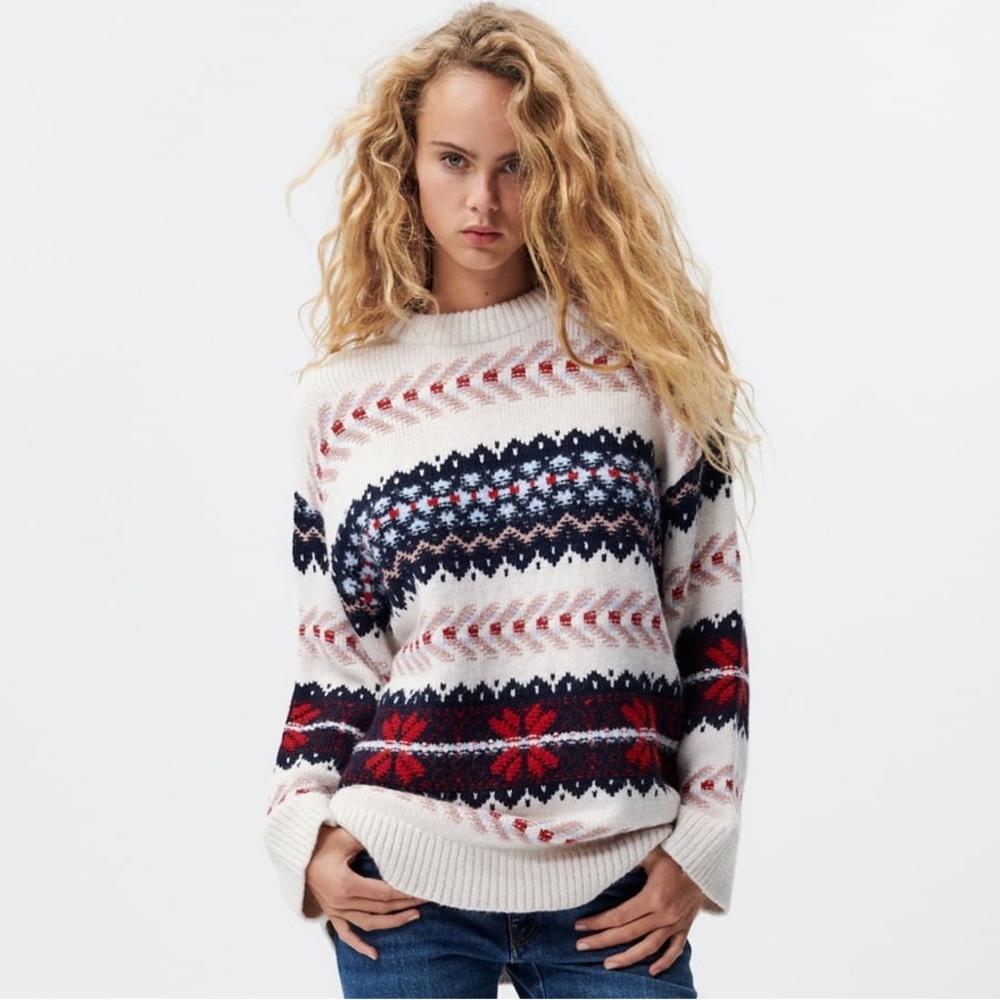 Zara knit crewneck sweater size Large